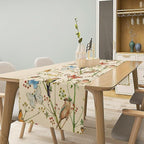 Brown Bird Floral Table Runner Spring Flower Kitchen Table Decoration Suitable for Family Dinner Decoration 13x60 Inch