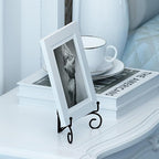 Plate Stand for Display with Hinged Folding Design, 6 Inch Picture Stands for Tables, Small Easels for Displaying Book, Art Piece, Photo and Platter, 6’’ Black, 2-Pack