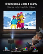 Smart 4K Projector for Bedroom, Indoor Outdoor Home Theater Projectors with WiFi, Bluetooth, NFC, Wireless Airplay Mirroring, Google TV, Dolby, HDMI ARC for Movie Night, Gaming, Halloween, Holiday