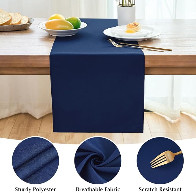 2 Pack Navy Blue Small Short Table Runner 12 x 24 Inch Solid Color Runners Coffee Table Dresser for Daily Party Home Decoration
