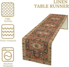 Vintage Boho Floral Table Runner, Rustic Country Farmhouse Orange Black Retro Flower Pattern for Home Kitchen Table Decor Dining Coffee Room Party Decor 13x72in