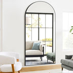 Full Length Arched Mirror, 75"x35" Standing Floor Full Body Mirror for Wall with Aluminum Alloy Frame for Bedroom, Living Room, Dressing Room(Black)