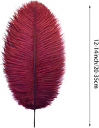 Ballinger Burgundy Ostrich Feathers Bulk - 12Pcs 12-14inch Feathers for Party Centerpieces, Flower Arrangement and Home Decor(Burgundy)