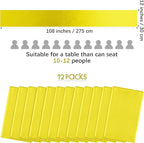 Aneco 12 Pack Satin Table Runner 12 x 108 Inch Yellow Long Wedding Satin Silk Table Runner for Wedding Banquet Graduations Birthday Party Decoration