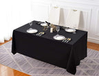 Surmente 5 Pack Black Tablecloth 90 x 132-inch Rectangular Polyester Table Cloth for Weddings, Banquets, or Restaurants