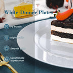 N9R 100PCS White Plastic Plates, 10.25inch Heavy Duty Plastic Disposable Plates, Premium Elegant Dinner Plates for Party