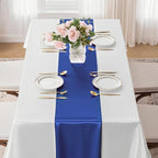SHEJIZE 2 Pack Royal Blue Satin Table Runner 12x108 Inches Long, Bright Silky Smooth Satin Table Runner Table Decor for Wedding Banquet Christmas Prom Event Birthday Party