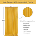 40 ft x 10 ft Wrinkle Free Yellow Backdrop Curtain for Parties, Ginger Polyester Photo Backdrop Drapes,Thick Background 8 Panels 5ft x 10ft for Baby Shower Wedding Birthday Party Backdrop Stand