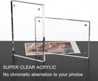 Meetu Acrylic Picture Frame 5x7,Clear Freestanding Double Sided 20mm Thickness Frameless Magnetic Photo Frames Desktop Display with Gift Box Package(5 Pack)