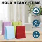 BAG BOX 25 Pack Small 5.9x3.1x8.25 Inch Purple Kraft Paper Gift Bags with Handles for Bulk Shopping, Retail, Craft, Party Favors, Wedding, Grocery & Sacks
