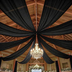 MODFUNS Black Ceiling Drapes Wedding Arch Draping Fabric 5x20ft 6 Panels Chiffon Sheer Ceiling Curtain Elegant Ceiling Draping Fabric for Wedding Ceremony Party Ceiling Decoration