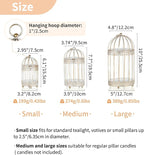NUPTIO Decorative Candle Lanterns White: 3 Pcs Distressed White Metal Bird Cage Indoors Lantern Centerpiece Assorted Rustic Birdcage Pillar Candle Holders for Home Living Room Porch Office Decoration