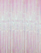 GOER 6.4 ft x 9.8 ft Metallic Tinsel Foil Fringe Curtains,Pack of 2 Party Streamer Backdrop for Unicorn Birthday,Graduation Decorations and New Year Eve (Iridescent)