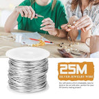 82FT Jewelry Wire 20 Gauge Tarnish-Resistant Copper Beading Wires Roll Bulk for DIY Crafts Jewelry Making, Silver Wire