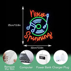 Record Neon Sign Led Music Sign Neon Light for Wall Decor Dimmable Now Spinning Sign Record Neon Signs for Record Store Live Music Bar Party (12.6”*13.7”)