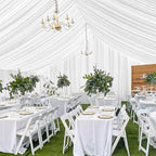 8 Panels White Wedding Ceiling Drapes 5ftx30ft Ceiling Drapes Chiffon Fabric Arch Draping Sheer Curtains Soft Drapery Draping Wedding Ceiling Decorations for Party Ceremony Stage Swag