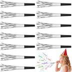 24 PC Silver Party Favors Party Blowers for Adults Party Horns Birthday Blowers Noisemakers Blowouts Whistles Metallic Fringed Party Blower for Birthday Sporting Events Graduation