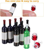 NUOBESTY Mini Bottles 18Pcs Dollhouse Champagne Set Miniature Red Wine Bottle Mini Cocktail Glasses Drink Cups for Dollhouse Decoration Mini Wine Bottles