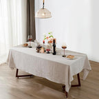 Talasily Linen Tablecloth 100% Pure Linen Table Cloth 60x132 Inches Rectangle Tablecloths Washable Cloths for Kitchen, Dining, Buffet Parties, Holidays, Picnic, Weddings and Restaurants-Natural Linen