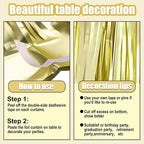 3 Pack 29 x108 Inch Light Gold Foil Fringe Table Skirts Metallic Banner for Tinsel Streamer Garland Backdrop for Parade Floats Wedding Thanksgiving Birthday Christmas New Year Party Decoration
