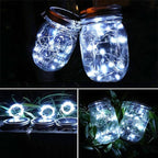 SunKite Solar Mason Jar Lights, 12 Pack 30 LED Waterproof Fairy Firefly Jar Lids String Lights with Hangers(NO Jars), Patio Yard Garden Wedding Decoration - Cool White