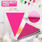Pink White and Green Pennant Banner Garland Bunting Decorations for Wedding Home Outdoor Garden Hanging Festivals Birthday 33Feet 30 Flags