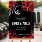 Gothic Halloween Welcome Sign, 4mm Thick Plastic, 12"x18", 28"x24", 18"x27", 24"x36", Black, Burgundy, Ground Stake, Wedding Sign