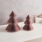 LampLust Pink Tree, 2 Pack Honeycomb Decorations, 6 & 8 Inch Paper Trees, Pink Decor, Winter Wonderland Decorations for Home Table Top Decor
