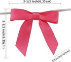 50pcs 2-1/2" Hot Pink Satin Ribbon Bows with Twist Tie Bows for Christmas Gift Packing&Wrapping (Hot.Pink)