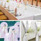Aneco 12 Pack Satin Table Runner 12 x 108 Inch White Long Wedding Satin Silk Table Runner for Wedding Banquet Graduations Birthday Party Decoration