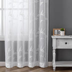 VISIONTEX White Sheer Voile Curtains, Decorative White Embroidery Faux Linen Rod Pocket Window Drapes for Home Kitchen, Living Room and Bedroom 54 x 108 Inch, Set of 2 Curtain Panels