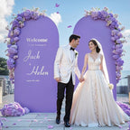 7.2FT Lavender Arch Backdrop Cover - Polyester Fitted Wedding Arch Stand Covers Round Top Chiara Arch Backdrop Cover for Birthday Party Banquet Photo Background Decoration
