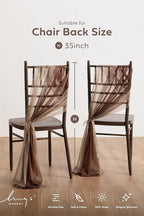 Ling's moment Wedding Chiffon Chair Sashes Cover Aisle Decorations Draping Fabric Wrinkle-Free with Tie 16 Pcs Cappuccino & Brown for Party Ceremony Reception Floral Arrangement Banquet Outdoor Decor