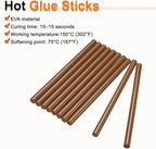 HARFINGTON 10pcs Hot Glue Sticks 0.43" Dia x 3.94" Long EVA Mini Hot Melt Adhesive Glue Stick for Hot Melt Gun Wood Plastic Glass Flowers Fabrics Foam, Brown