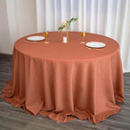 Efavormart Round Tablecloth, 132 Inch Stain & Wrinkle Resistant Washable Table Cloth, Decorative Polyester Fabric Table Cover for Banquet, Wedding, Dining- Terracotta
