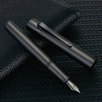 Hongdian M2 Black Forest Mini Fountain Pen, Fine Soft Nib & Sleek Shape Aluminium Short Pocket Travel Pen (Matte Black)
