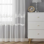 VISIONTEX White Sheer Voile Curtains, Decorative White Embossed European Rod Pocket Window Drapes for Home Kitchen, Living Room and Bedroom 54 x 84 Inch, Set of 2 Curtain Panels
