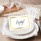 25 Premium Place Cards for Table Seating, Wedding Name Place Card with Gold Foil Border, Tent Cards for Birthday Bridal Shower Baby Shower Reception Dinner Party Decorations -A29