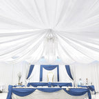 6 Panels White Ceiling Drapes 5ftx30ft Sheer Drapery Ceiling Curtains Chiffon Fabric Arch Draping for Wedding Party Ceremony Birthday Baby Shower Reception Stage Ceiling Decorations
