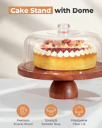 Kootek Wood Cake Stand with Lid, 2-in-1 Wooden Cake Plate & Covered Charcuterie Board, Footed Cake Container Dessert Display Holder with Dome Cover for Weddings, Parties, Bakeries (12 Inch)