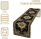 Colorful Boho Flower Table Runner, Vintage Rustic Farmhouse Paisley Hand Drawing Print Pattern for Home Kitchen Table Decor Dining Coffee Room Garden Party Decor 13x108in