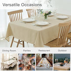 maxmill Rectangular Tablecloth Linen Texture Stain Proof Waterproof Wrinkle Free Spillproof Washable Slubby Texture Table Cloth Farmhouse Tablecloths for Dining Party Holiday, 60 x 140 Inch, Beige