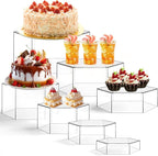 Leinuosen 7 Pcs Large Buffet Risers Set 6" to 12" Acrylic Display Box Catering Dessert Table Riser Food Display Decorative Stand with Hollow Bottom for Catering Supplies(Clear, Hexagonal)