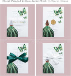 PONATIA 50 PCS Vellum Jackets for 5x7 Invitations - Vellum Paper 5x7 Jackets - 135GSM Emeral Green Girl - Butterfly Quinceanera Invitations Wraps (Emerald Green Girl)