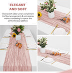 Aktor 12 Pack Dusty Pink Table Runner Boho Cheesecloth Table Runner Semi Sheer Gauze Fabric Runners for Wedding Birthday Baby Shower Party Boho Table Decoration（Dusty Pink）