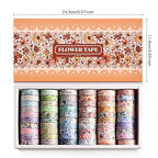 60 Rolls Flowers Theme Washi Tape Set with Different Colorful Patterns, Writable Decorative Tapes for Scrapbooking, Bible Journaling, Bullet Journaling, 0.39'' x 79'' per Roll