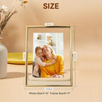 Gold Floating Frame, 5"x7", Vertical, For Picture 4x6, 3.5x5, 2x3 with Floating Effect, Small Tabletop Photo Frame, Classy For Anniversary, Wedding, or Birthday