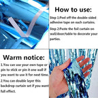 4 Pack Light Blue Foil Fringe Curtain Backdrop, 3.28Ft x 8.2Ft Metallic Tinsel Foil Fringe Streamer Curtains for Photo Booth Props, Birthday, Wedding, Christmas Decoration Party Supplies New