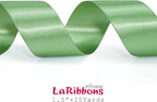 LaRibbons Sage Green Ribbon 1 1/2 Inch 25 Yards Luxury Double Faced Green Silk Ribbon for Flower Bouquet Crafts Gift Wrapping Wedding Party Decoration