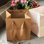 Kraft Paper Gift Bag Small Square Bottom Kraft Paper Bags with Handles (Natural Kraft, 8 x 8 x 8 in, 10 CT)